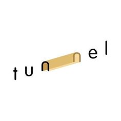 the word tunnel is written in black and white with a wooden stick sticking out of it