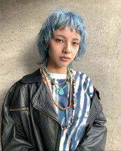 Fashion Hair Color Ideas For Short Hair, Blue Bob With Bangs, Blue Mullet, Short Blue Hair, Dull Hair, Alternative Hair, Haircut And Color, Cut My Hair