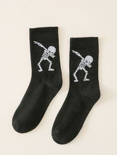 Color: Black and White Composition: 80% Polyester, 20% Spandex Material: Fabric Pattern Type: Graphic Type: Crew Socks Product Measurements in cm : Size Height Length Width one-size 18 16 8 Skeleton Figure Crew Socks Silly Socks for Men Funky Socks Funny Socks Novelty Here we have our vibrant and playful line of Socks, where fun and fashion collide! These socks are designed to add a touch of joy and individuality to your wardrobe. With a wide range of unique patterns, bold colors, and quirky des Cool Socks For Men, Skeleton Pattern, Silly Socks, Funky Socks, Stylish Socks, Funny Socks, Cute Socks, Calf Socks, Novelty Socks