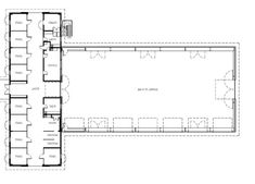 the floor plan for an office building, with two floors and three rooms on each side