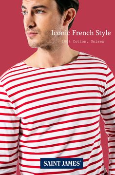 Symbol of timeless vintage French fashion, our best selling MINQUIERS MODERNE Breton stripe shirt is made of soft cotton.  Available in 9 colors.  Unisex sizing.  Meticulously crafted in Normandy, France at our employee-owned factory whose output has been outfitting the French Navy and assorted fashion legends since 1889. French Stripes