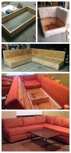 the process of making a sectional sofa out of plywood and plywood planks