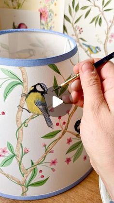 Charlotte Hogg - Art & Illustration on Instagram: "Happy Saturday everyone! A little process video of hand painting a paper lampshade. I hope you like it! 🌸" Painting On Lampshades, Lampshade Painting Ideas, Hand Painted Lampshade, Hand Painted Lamp Shades, Paint Lamp Shade, Painted Lampshade Diy, Lampshade Painting, Upcycled Lamps, Lampshades Ideas