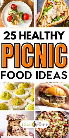 25 healthy picnic food ideas with text overlay