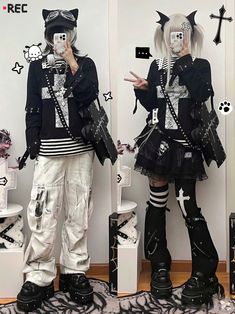 Japanese Punk Fashion Harajuku Style, Harajuku Leg Warmers Outfit, Black Harajuku Dress For Alternative Fashion, Jfashion Vkei, Harajuku Style Black Dress With Ruffles, Fav Outfit, Kawaii Outfits, Clothing Board