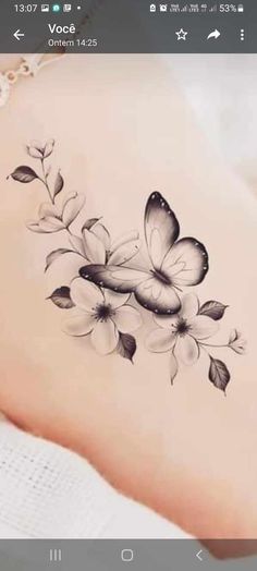 Butterflies And Cherry Blossom Tattoo, Butterfly Cherry Blossom Tattoo, Cherry Blossom Butterfly Tattoo, Wanda Tattoo, Arm Wrap Tattoo, Small Feminine Tattoos, Butterfly With Flowers Tattoo, Sister Tattoo Designs, Body Tattoo Design