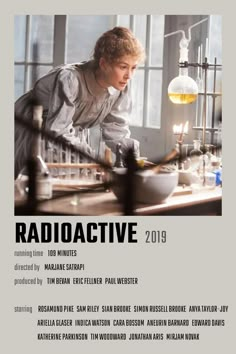 an advertisement for radioactive shows a man in a lab coat working on something