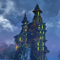 an image of a castle in the sky at night