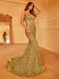 Product Code: LAWD8017 Embellishment: Sequin Fabric: 100% Polyester Back Style: Zipper Up Fully Lined: Yes Built-in Bra: Yes Available Color: Gold Stretch: Moderate Fits true to size Imported Model Information: Height: 5' 2" Bust: 34'' Waist: 25“ Hips: 35” wearing US size Small Gold Glamorous Mermaid Dress For Banquet, Glamorous Gold Mermaid Dress For Banquet, Gold Mermaid Dress For Prom, Gold Mermaid Hem Dress For Prom Season, Glamorous Gold Mermaid Hem Dress, Yellow Sequin Dress, Gold Dresses Long, Sequin Mermaid Dress, Long Sequin Dress