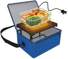 an image of a food warmer with broccoli and other foods in the container