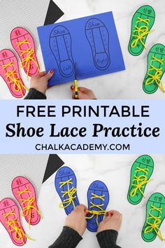 the free printable shoe lace practice sheet for kids