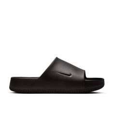 Nike-Calm Slide Sandal - Men's When it comes to the Calm slide sandal from Nike, it's all in the name. Take a deep breath and slip into a minimalist look with maximalist cushioning. Contoured foam is seamlessly created from one piece, and cradles your feet to help keep them in place. To top it off, the water-friendly design dries quickly, making it ideal for relaxing poolside. Take A Deep Breath, Deep Breath, The Calm, Friendly Design, Mens Sandals, Slide Sandals, Open Toe, Dark Brown, Take That