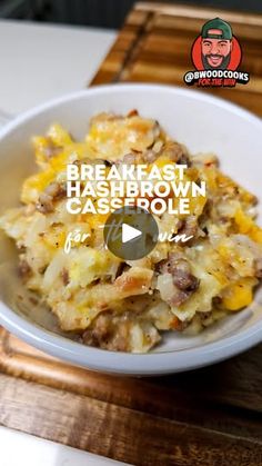 breakfast hashbrown casserole in a white bowl