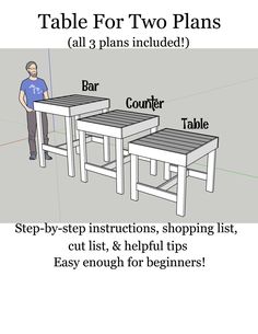 the table for two plans is shown with instructions on how to build it and how to use