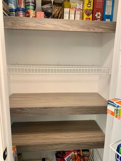 the pantry is stocked with all kinds of food