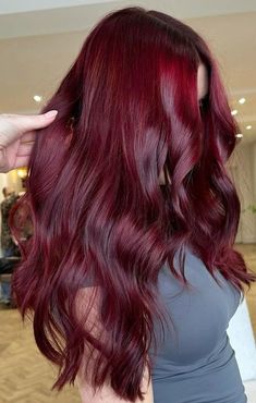 Vine Red Hair Colour, Red Hair With Purple Undertones, Medium Red Hair Color, Berry Red Hair Color, Bright Cherry Red Hair, Purplish Red Hair, Cherry Purple Hair, Raspberry Red Hair, Maroon Red Hair