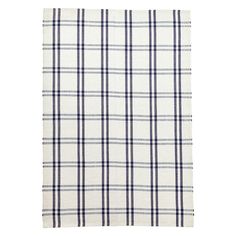 a white and blue plaid table cloth on a white background with dark blue trimmings