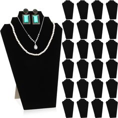 PRICES MAY VARY. Abundant Quantity: the package includes 24 pieces of necklace holder stands, measuring about 12.4 x 8.3 x 0.3 inches/ 31.5 x 21 x 0.7 cm, sufficient to display, organize and store your various jewelry accessories Simple and Elegant: adopting a bust portrait design and a smooth black velvet surface, our necklace bust jewelry display can not only show the brilliance of your loved necklaces, but also add a delicate and elegant touch to your bedroom, is both decorative and practical Bust Portrait, Jewelry Holder Stand, Accessories Simple, Jewelry Display Stand, Velvet Necklace, Jewelry Showcase, Store Jewelry, Jewelry Display Stands, Necklace Holder