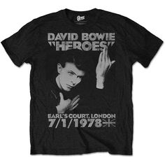 David Bowie Heroes Earls Court Unisex T-Shirt 2010 Hipster, David Bowie Heroes, Bowie T Shirt, Glam Rock Music, Kate Miller, Bowie Heroes, David Bowie T Shirt, Earls Court, Steve Buscemi