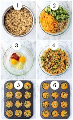 the steps to make healthy muffins with eggs and other toppings in them