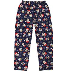 Get cozy this holiday season with these Disney lounge pants featuring Mickey Mouse and his pals Donald Duck and Goofy, all sporting festive Santa hats! The fun, all-over print is set against a navy blue background, bringing holiday cheer to your loungewear collection. These pajama pants offer maximum comfort and flexibility and are made from an ultra-soft and lightweight polyester/spandex blend. Designed for easy wear, they feature a convenient drawstring elastic waistband, a button fly, and han Fleece Pajama Pants, Santa Hats, Disney Men, Matching Family Pajamas, Fleece Pajamas, Navy Blue Background, Pj Pants, Family Pajamas, Pajama Bottoms