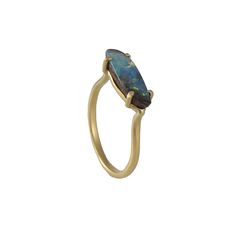 This gorgeous ring showcases the iridescent qualities of natural opal set on a delicate 18k yellow gold band. Handmade in Japan. Natural opal 18k yellow gold Size 7.25, can be sized within a range. Boulder Opal Ring, Gorgeous Ring, Puppy Photos, Opal Ring, Boulder Opal, Clay Pots, Natural Opal, Hudson Valley, Gold Band