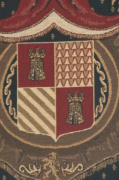 the coat of arms on an old rug