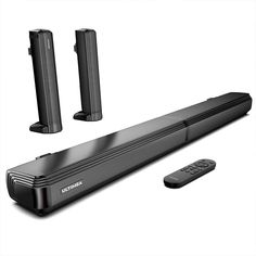 the sound bar has two remote controls and is ready to be used by any electronic device