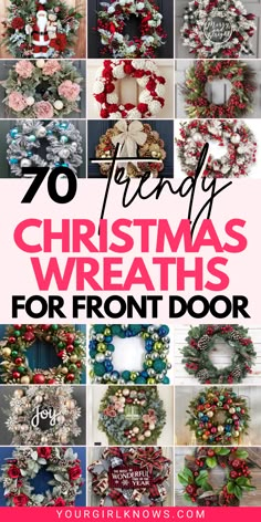 christmas wreaths for front door with text overlay