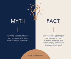 two different types of business cards with the words, mynth and fact