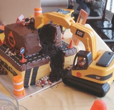 a birthday cake made to look like a construction site