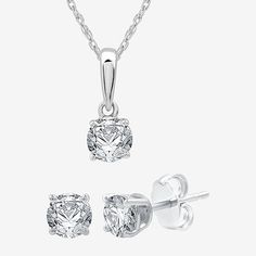 This elegant 2-piece Ever Star jewelry set features a sparkling necklace and stud earrings expertly in 10K yellow or white gold. It features a Lab-Grown diamond pendant and matching Lab-Grown diamonds embedded in the post back ear design. Ideal for both daily wear and special occasions.# Pieces In Set: 2Included: 1 Pair of Earrings, 1 Necklace(s)Diamond Clarity: Si1-Si2Earring Back: PostJewelry Closure: Spring Ring ClaspLink Construction: SolidShape: RoundStone Cut: RoundDiamond Color: GMetal Co Ear Design, Sparkle Necklace, Star Jewelry, Watches Jewelry, Diamond Clarity, Spring Rings, Diamond Pendant, White Diamond, Jewellery And Watches