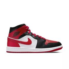 Jordan 1 Mid "Black/Gym Red/White" Women's Shoe View 1 Jordan 1 Mid Women, Summer Collection Men, Sunglasses Outfit, Kids Belt, Womens Air Jordans, Jordans Women, The Black Keys, White Shoes Women, Air Jordan 1 Mid