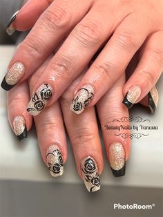 Roses Nails, Black Roses, Black Rose, Roses, Black