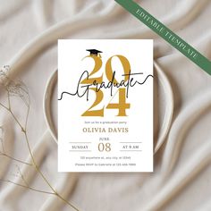 a white and gold graduation party card with the number twenty two years ago on it