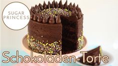 there is a chocolate cake with sprinkles on it and the words, sholokalen - torte