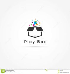 the play box logo is designed with colorful shapes and dots on it's roof