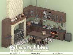 The Sims Resource - Patreon release - Country Kitchen part 2 - Island Sims 4 Bar Clutter, Sims 4 Towel After Shower Mod, Sims Cc Sets, Sims 4 Bb Cc, Sims 4 Kitchens, Sims 4 Country Kitchen, Sims 4 Kitchen Set, Sims 4 Industrial Cc, Sims 4 Furniture Sets