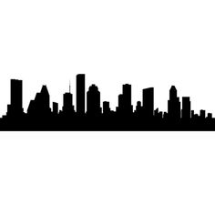 a black and white silhouette of a cityscape with tall buildings on the skyline