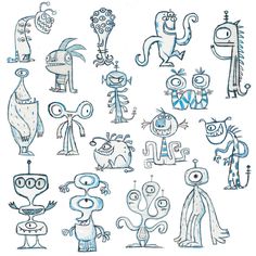 an image of cartoon characters drawn on paper