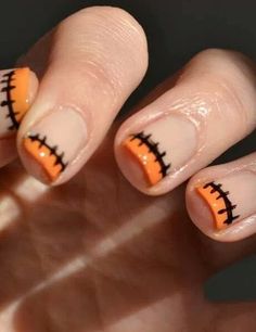 Halloweenský Makeup, Halloween Manicure, Halloween Nail Art, Orange Nails, Manicure Y Pedicure, Love Nails