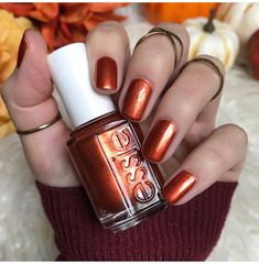 Rust Color Nail Polish, Rust Orange Nails, Pedi Colors, Blue Nail Polish Colors, Dip Colors, Holiday Nail Colors, Essie Nails, Turkey Nails, Fall Leaves Nail Art