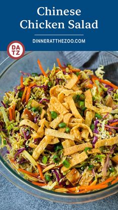 chinese chicken salad in a glass bowl