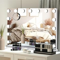 PRICES MAY VARY. Upgraded Adjustable Brightness and 3 Color Lighting Modes: There are 15 LED bulbs around the hollywood vanity mirror with lights, and the 3 adjustable ranges are from cool white to warm yellow (3500-7000K). protecting your eyes.The brightness can be adjusted to meet your personal makeup needs. High lumen and life of more than 50,000 hours. Note: The vanity mirror's LED bulb is embedded and cannot be adjusted or replaced Smart Touch Control and Memory Function: The buttons on the Bulb Mirror, Mirror For Bedroom, Hollywood Vanity Mirror, Vanity Mirror With Lights, Hollywood Vanity, Color Lighting, Mirror With Led Lights, Warm Yellow, Bedroom Mirror