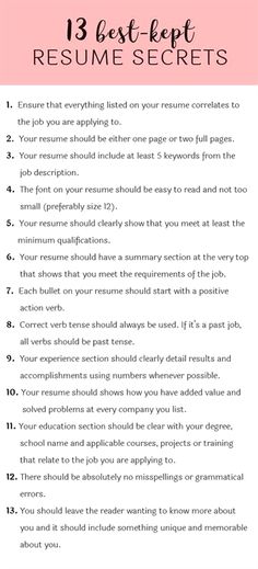 the 13 best - kept resume secrets you need to have in your job search list