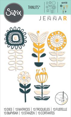 the die set includes flowers, leaves and other decorative items for making papercrafting