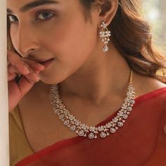 Shop Tarinika's Indian Jewelry: Zaina Nakshatra CZ Necklace Set Stone Necklace Set, Diamond Necklace Designs, Indian Jewelry Sets, Diamond Necklace Set, Diamond Jewelry Necklace, Diamond Jewelry Designs, Gold Jewelry Simple, Gold Fashion Necklace, Cz Necklace