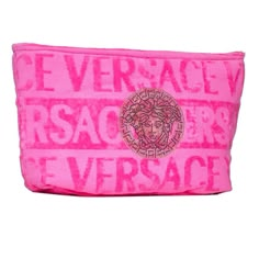 Brand New Terry Pouch Rare Sold Out Luxury Pink Bag With Zipper Pouch, Designer Pink Travel Pouch, Luxury Pouch Cosmetic Bag For Shopping, Pink Clutch Pouch With Dust Bag, Luxury Pink Pouch Clutch, Designer Zipper Pouch, Versace Pink, Things I Need To Buy, Versace Bags