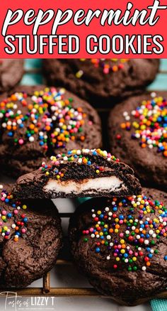 chocolate peppermint stuffed cookies with sprinkles