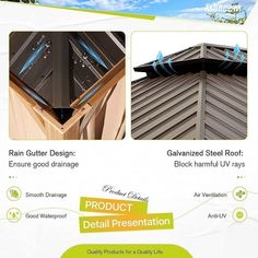 a brochure showing different types of metal roofing materials and features for the product